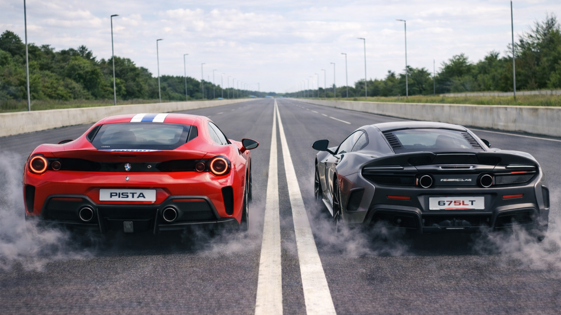 Ferrari Pista vs 760+ HP McLaren 675LT drag race