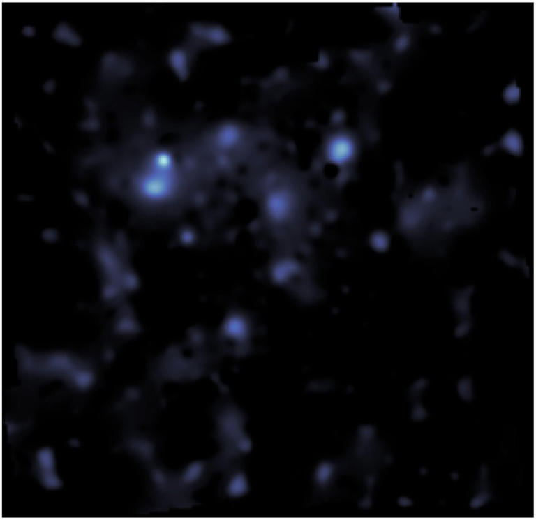 Using data from the James Webb Space Telescope, astronomers have produced one of the most detailed maps to date of dark matter. By measuring how gravity from unseen matter bends the light of background galaxies, the map shows how dark matter acts as the hidden framework on which visible galaxies are built. Here the Dark matter map from the JWST telescope is framed inside the original HST map from 2007. Credit: Dr. Gavin Leroy/Professor Richard Massey/COSMOS-Webb collaboration.
