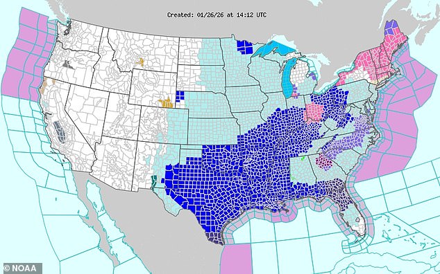 Map reveals where stepping outside could be deadly as historic deep ...