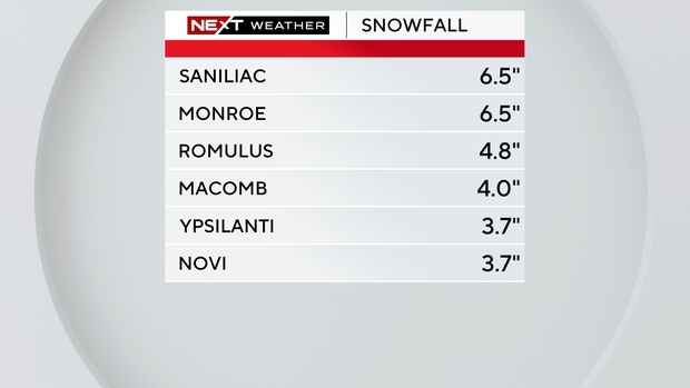 How much snow fell in Metro Detroit from the multi-state storm?