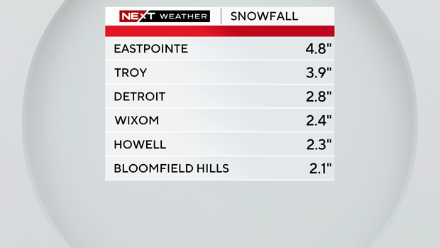 How much snow fell in Metro Detroit from the multi-state storm?