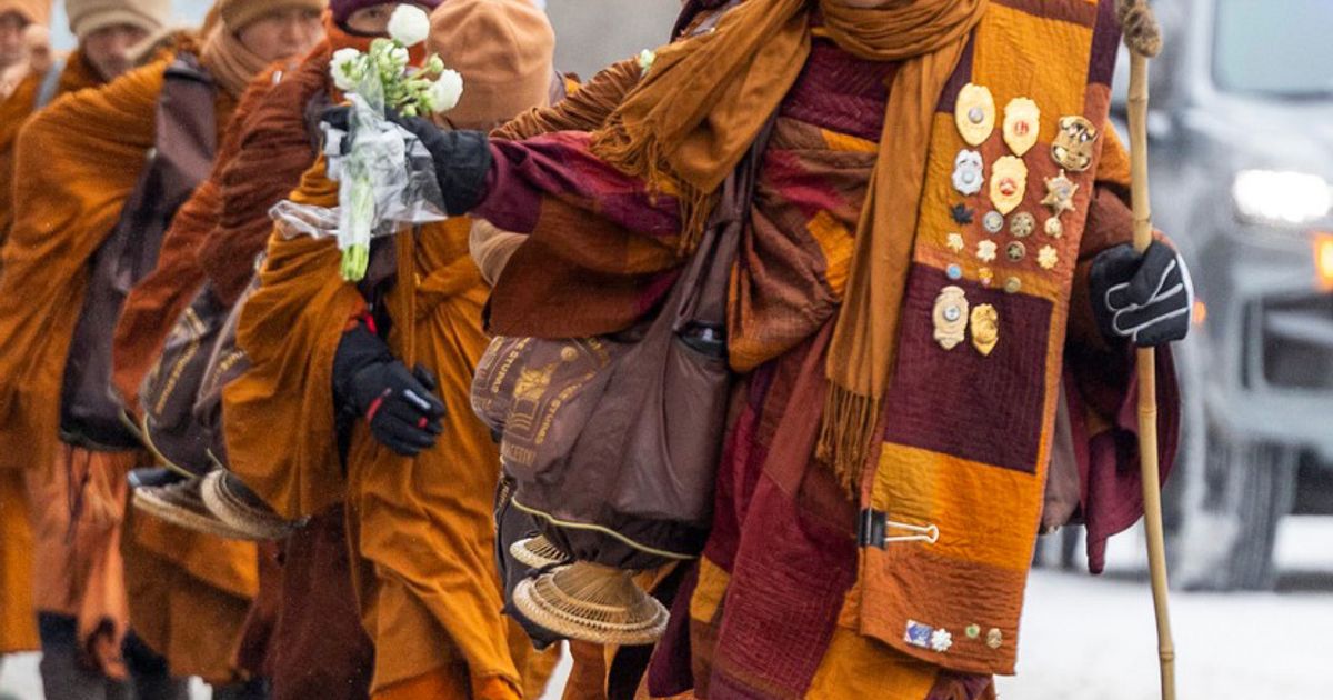 Buddhist monks make final NC stop in Louisburg on 2300-mile walk for peace to Washington, DC<br><br>