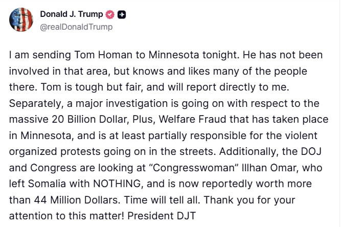 President Trump dispatches border czar to Minnesota amid protests