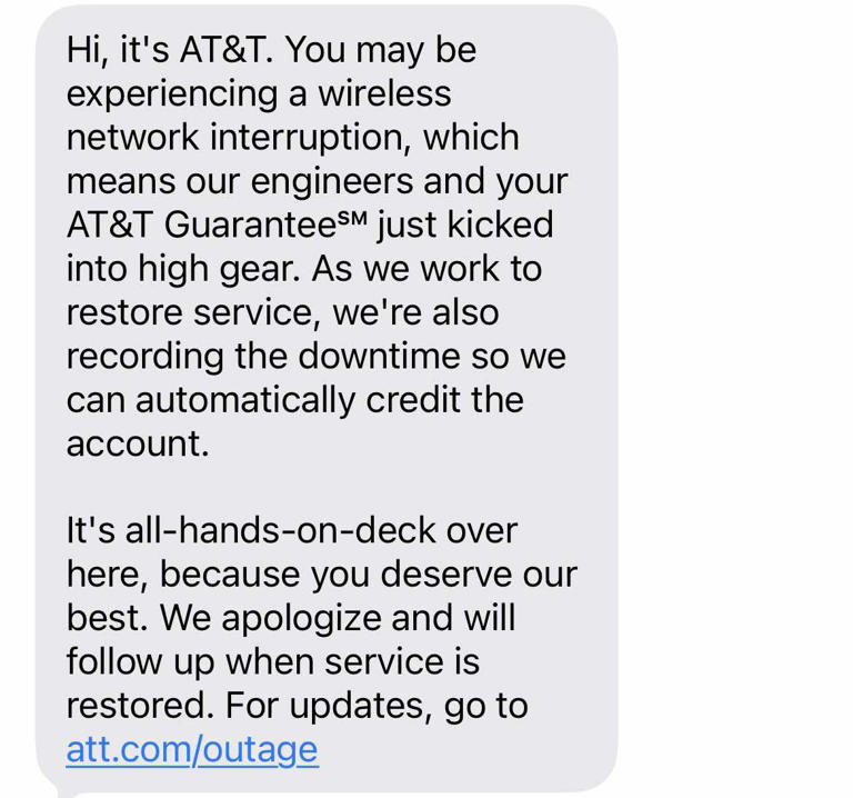 Update: AT&T reports up service restored