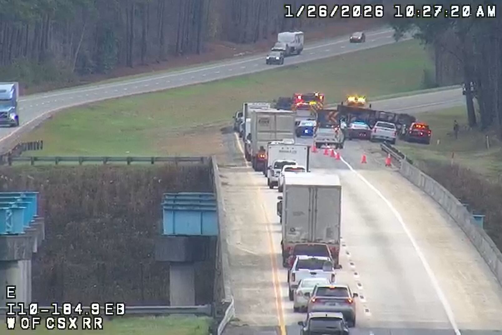 FHP: Driver injured after semi-truck hauling gravel overturns on I-10 ...