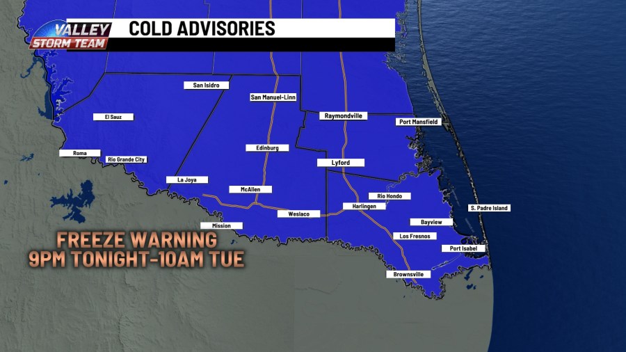 Freeze warning issued for Monday night, Tuesday morning