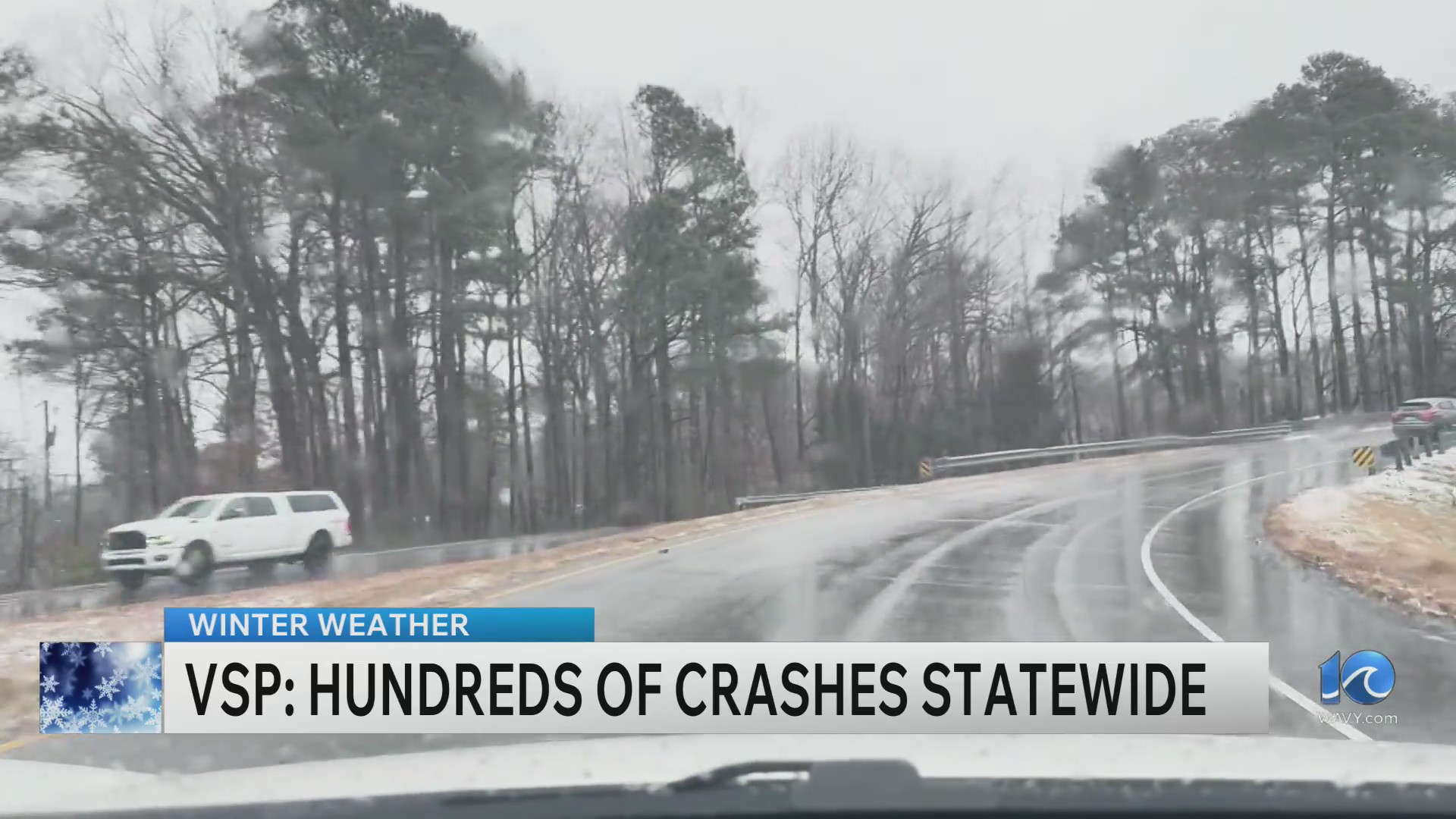 VSP: Hampton Roads sees over 100 winter storm crashes, 9 injuries reported