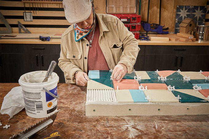 A step-by-step guide to building a tile coffee table with wood legs