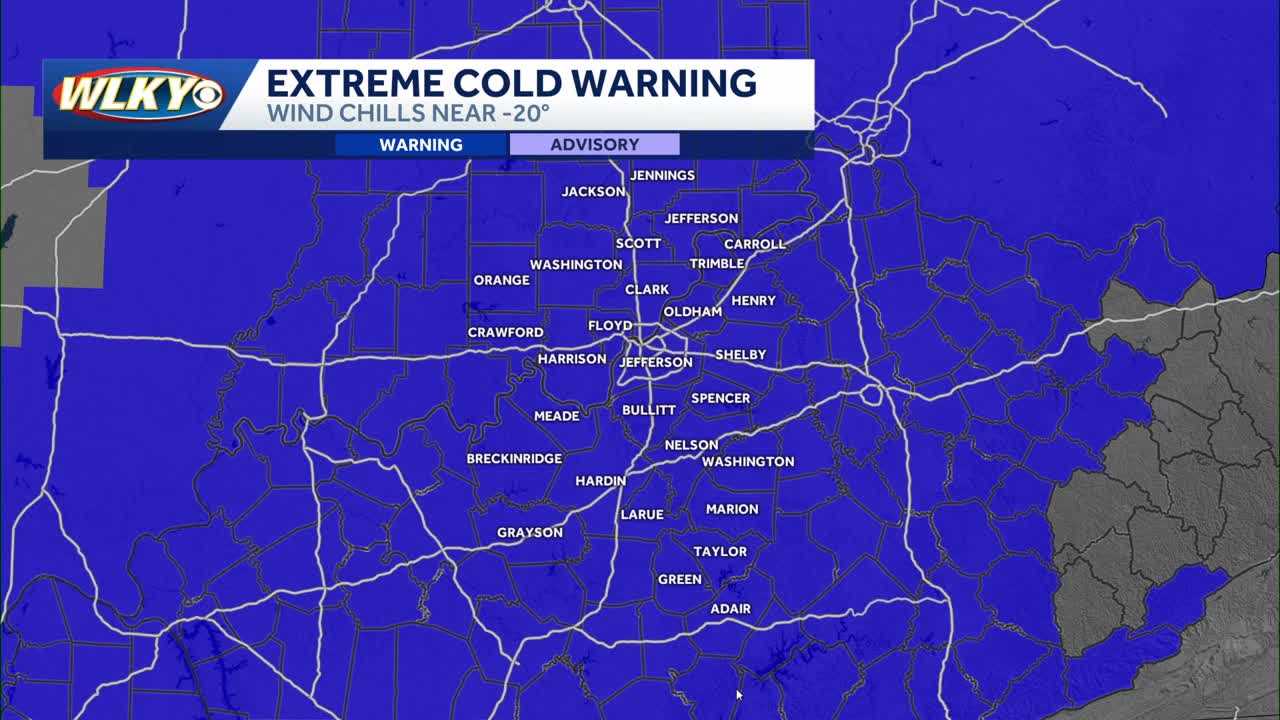Extreme cold warning issued for Louisville region; weekend snowfall ...