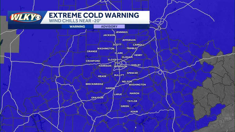 Extreme cold warning issued for Louisville region; weekend snowfall ...