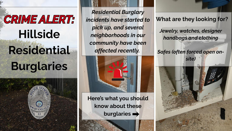 Newport Beach police report increase in hillside residential burglaries