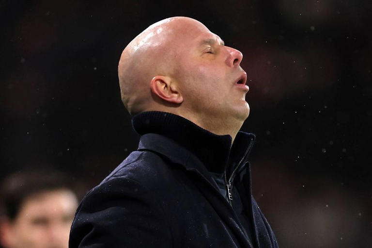 BOURNEMOUTH, ENGLAND - JANUARY 24: Arne Slot manager / head coach of Liverpool reacts during the Premier League match between Bournemouth and Liverpool at Vitality Stadium on January 24, 2026 in Bournemouth, England. (Photo by Catherine Ivill - AMA/Getty Images)