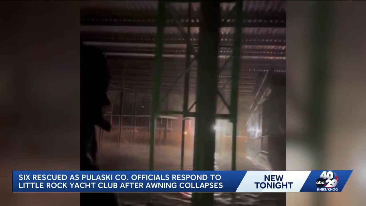Six rescued, 22 evacuated after snow collapses awning at Arkansas yacht ...