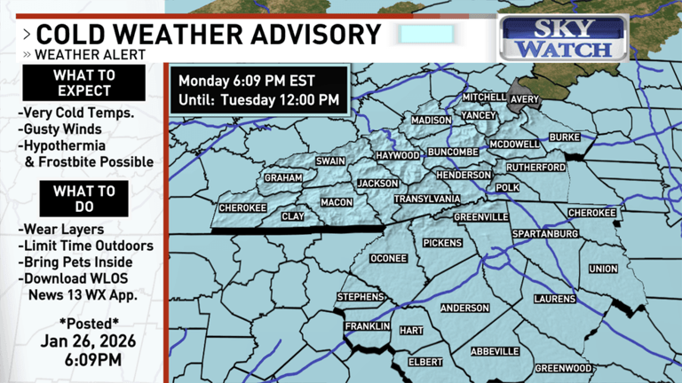 Arctic blast brings dangerously cold wind chills to western Carolinas ...
