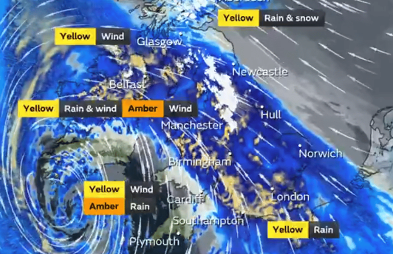 Weather map shows when Storm Chandra is hitting UK today