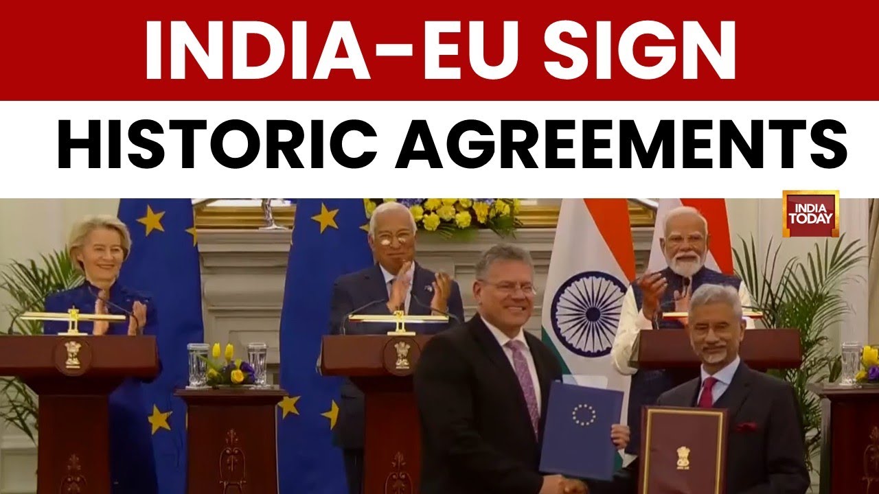 India and EU sign landmark free trade agreement declaration in presence ...