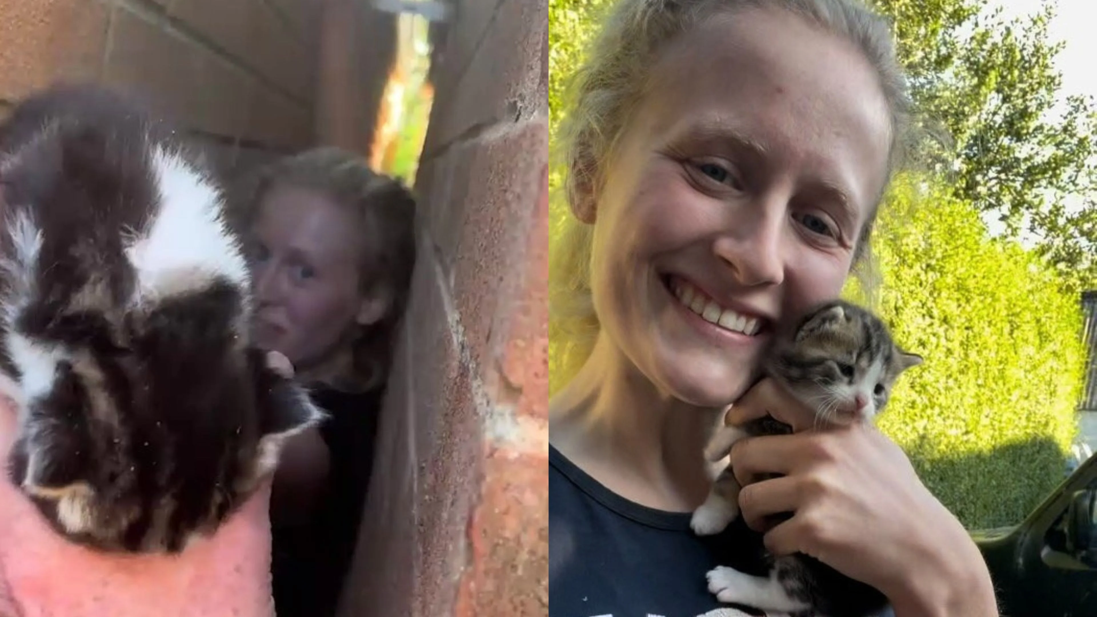 Woman squeezes herself through tiny five-and-a-half-inch gap to rescue ...