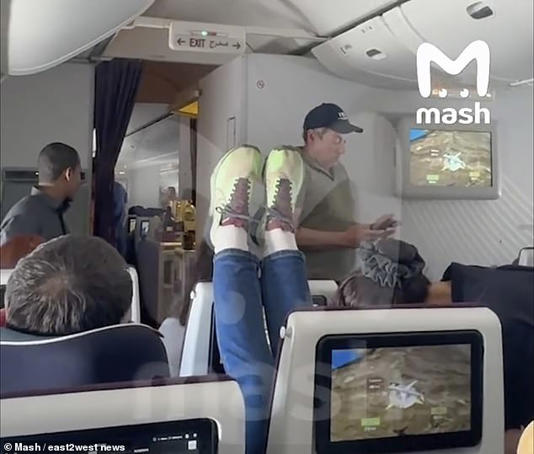 The passenger from hell remained silent throughout the dispute which came early in the flight