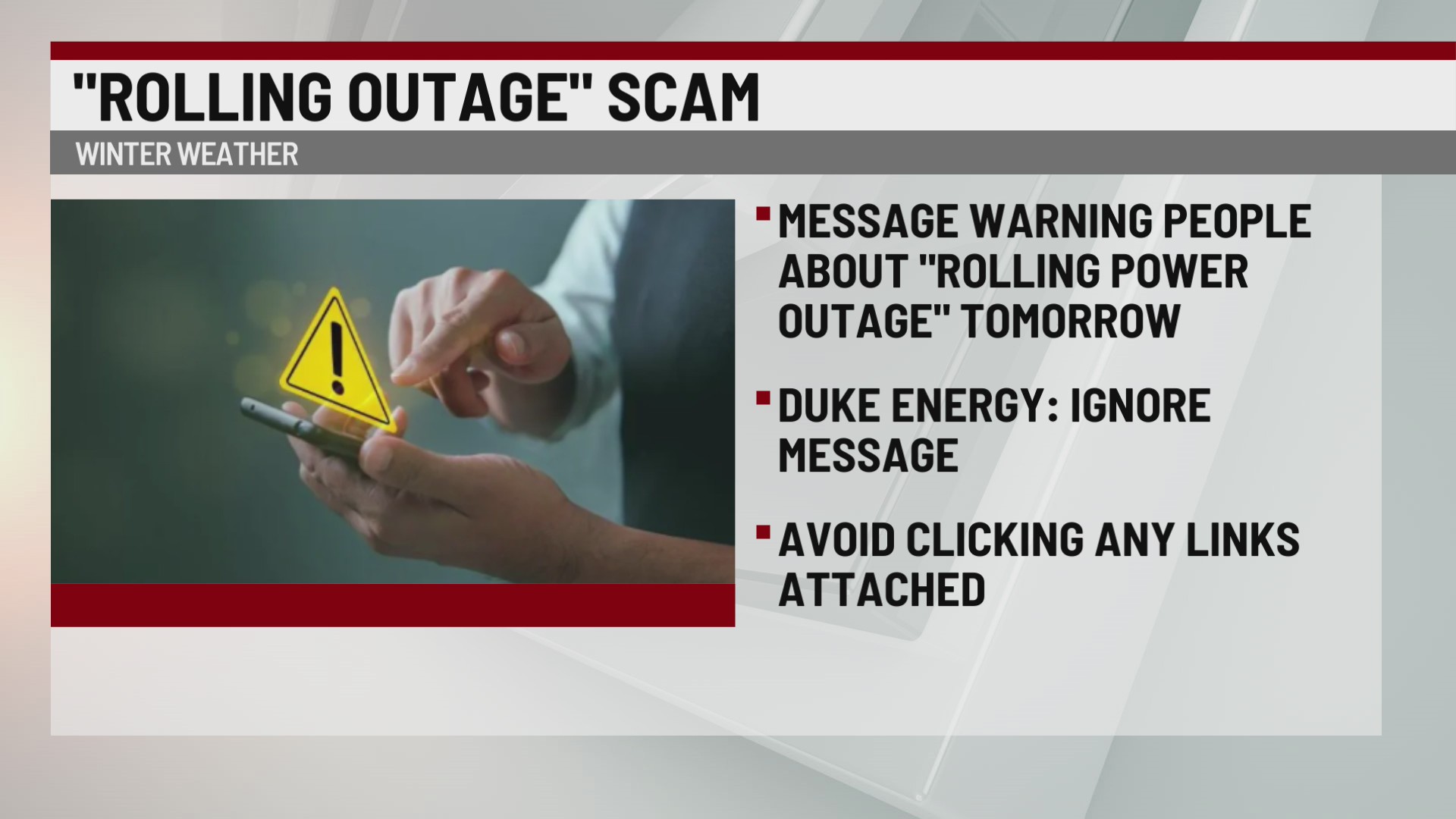 Duke Energy warns customers of 'rolling outage' scam