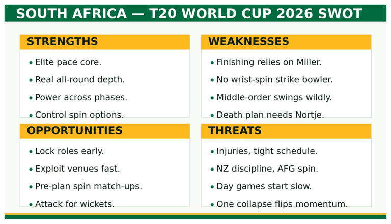 South Africa SWOT analysis for T20 World Cup: Aiden Markram arrives ...