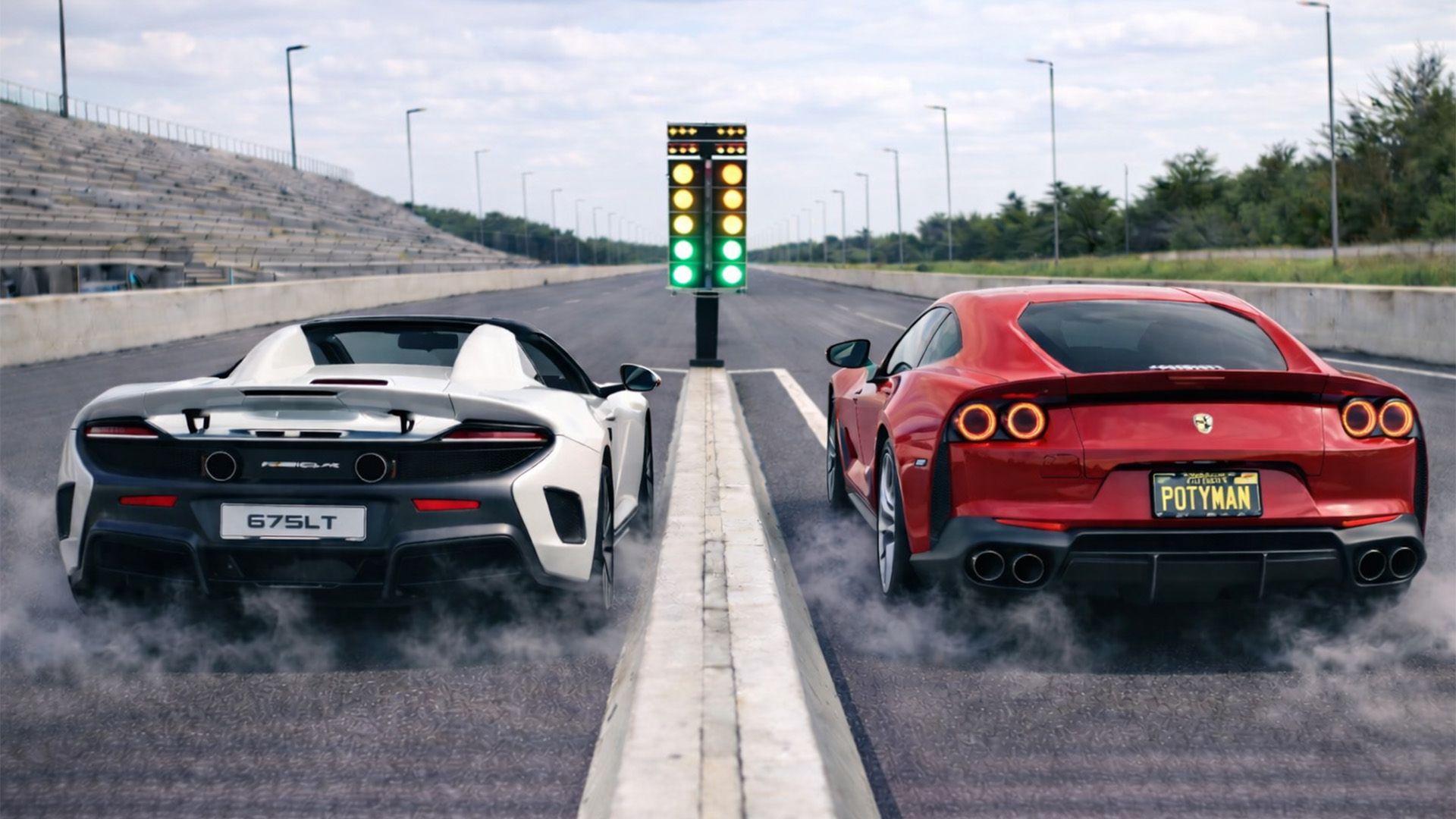850 HP Ferrari 812 vs McLaren 675LT Spider drag race