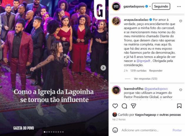 Post sobre Ana Paula Valad�o � Instagram