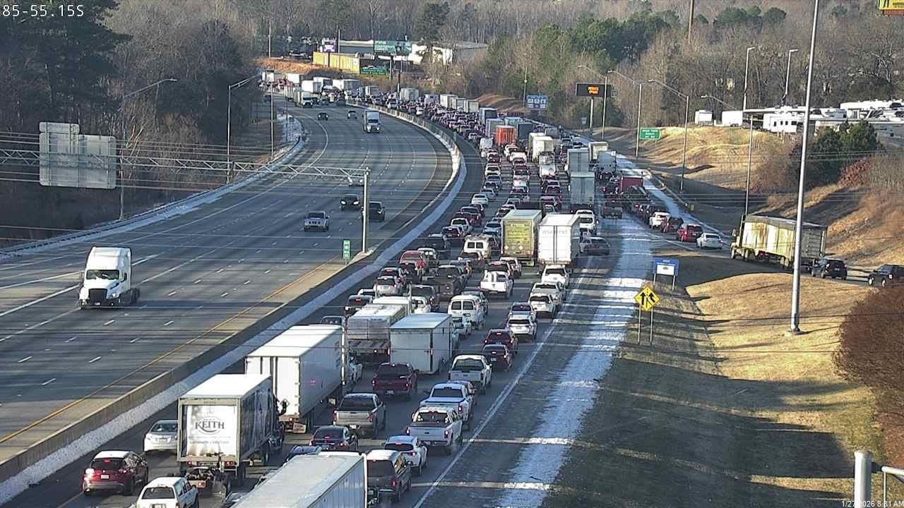 Overturned tractor-trailer shuts down all southbound lanes of I-85 in ...