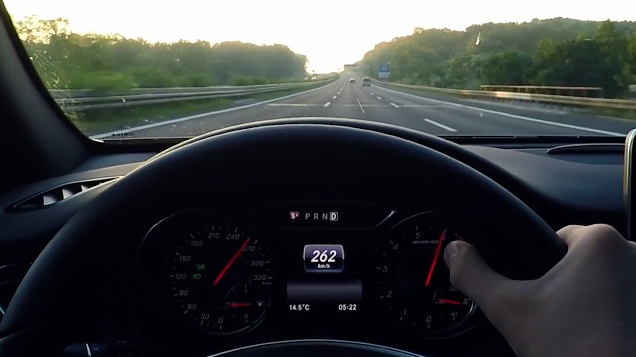 Mercedes A45 AMG autobahn top speed acceleration test