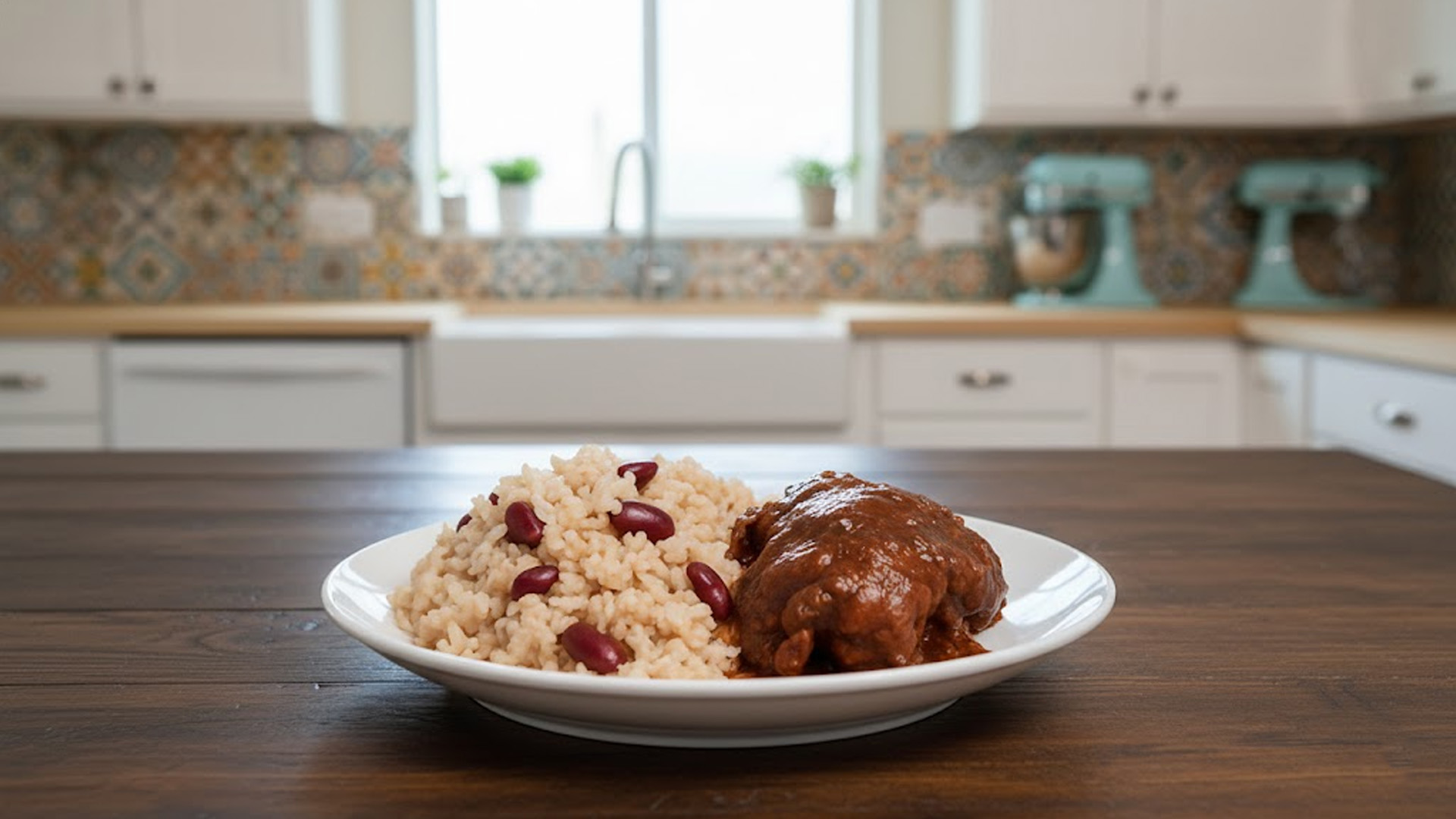 How to make braised chicken with rice and red beans