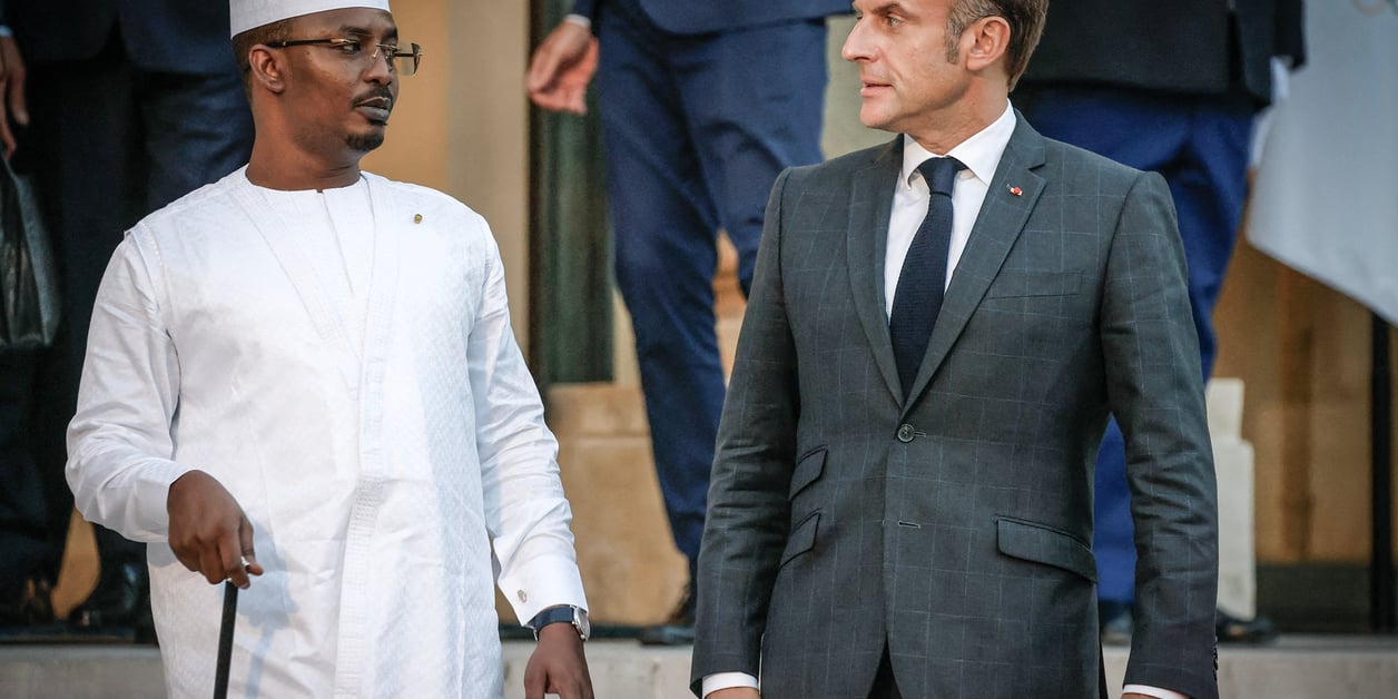 Le président tchadien Mahamat Idriss Déby Itno et son homologue français à l’Élysée, le 3 octobre 2024.