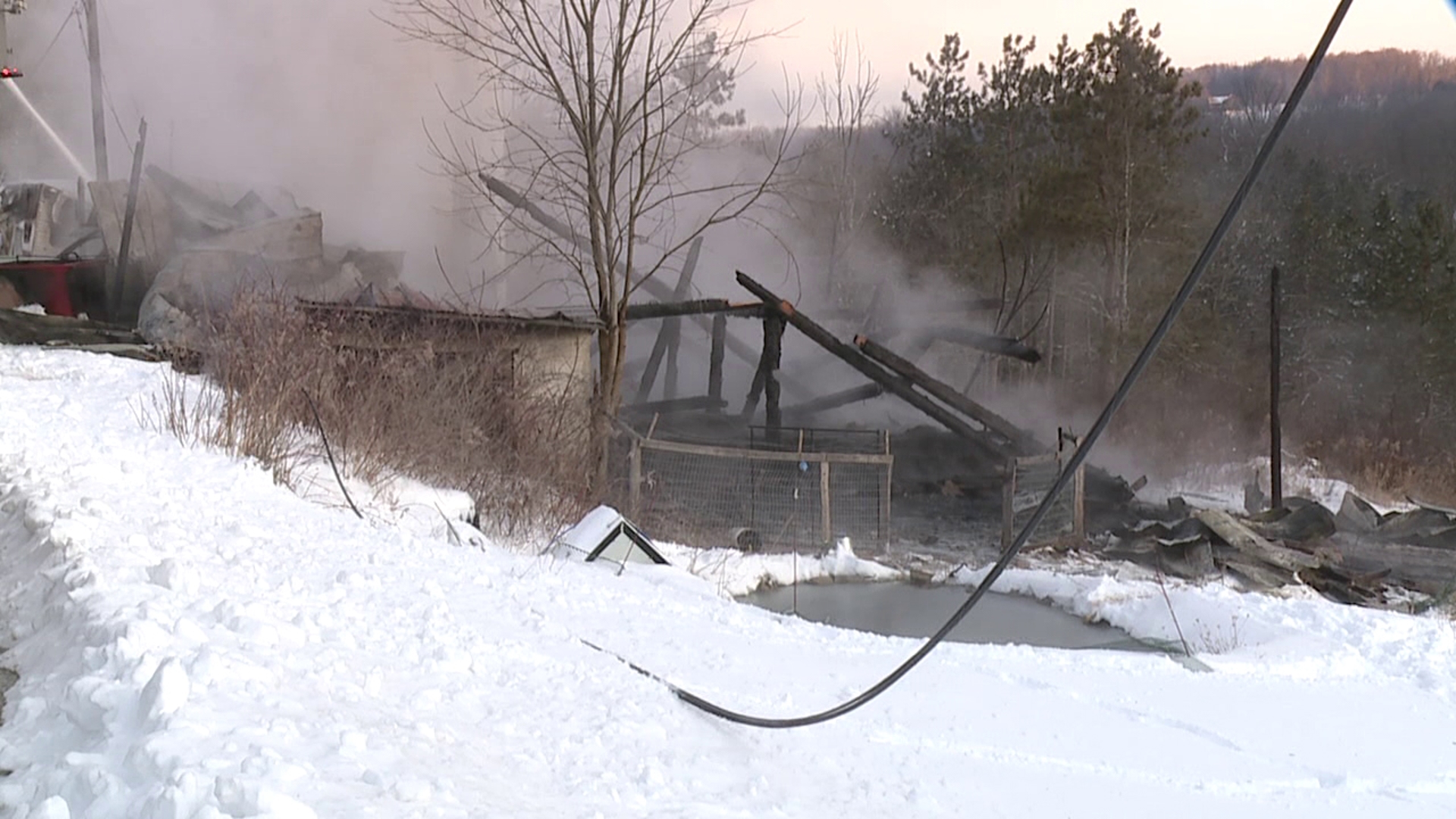Early morning fire rips through barn in Susquehanna County