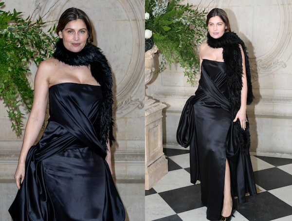 Au défilé Dior, Laetitia Casta dépoussière le boa en plumes avec un ...