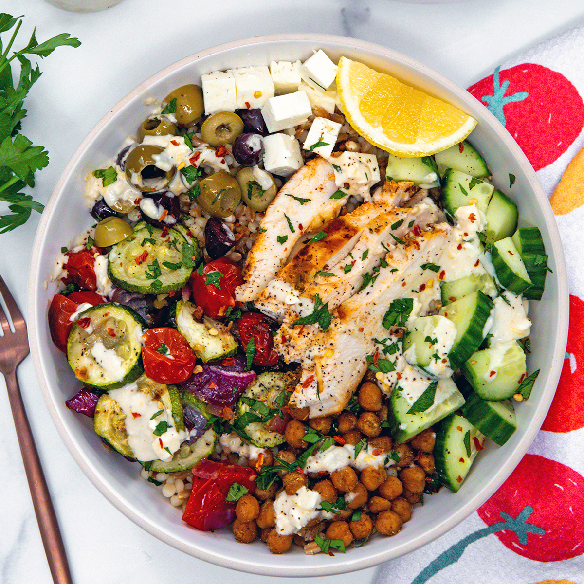 Mediterranean grain bowls