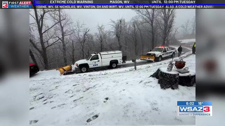 Emergency crews work in icy conditions