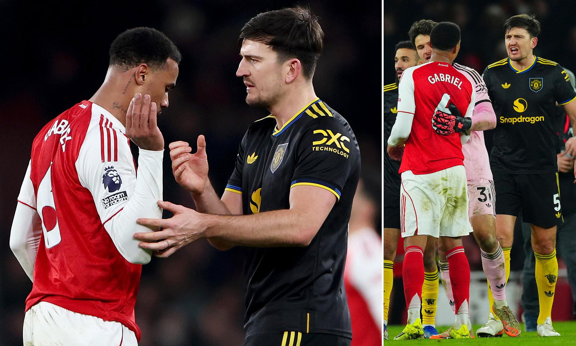New footage shows how angry Arsenal star Gabriel squared up to Harry ...