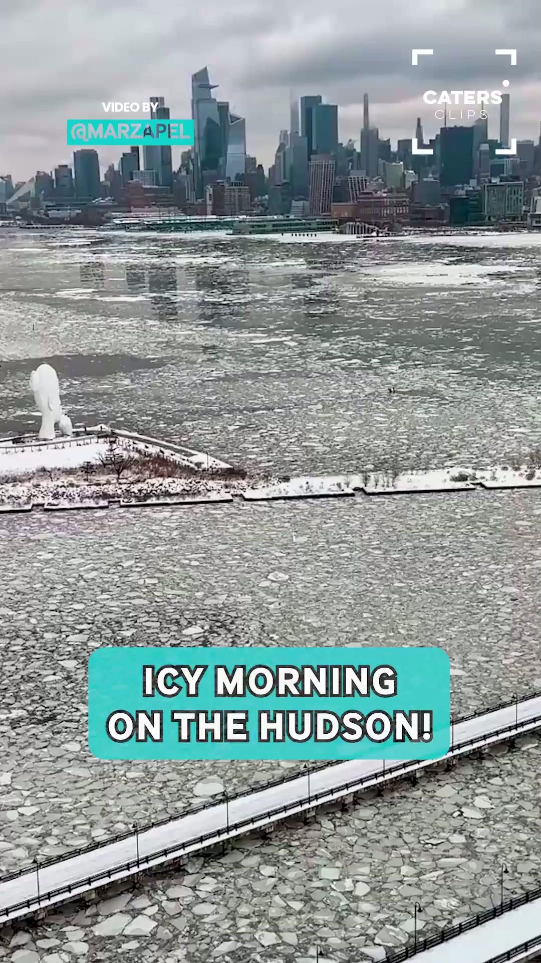 Hudson River freezes over in rare event caught on camera