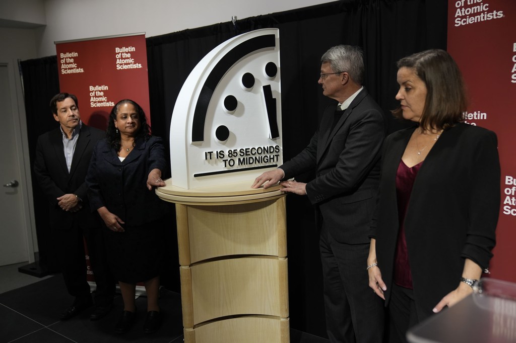 It is 85 second until midnight, according to the Doomsday Clock.