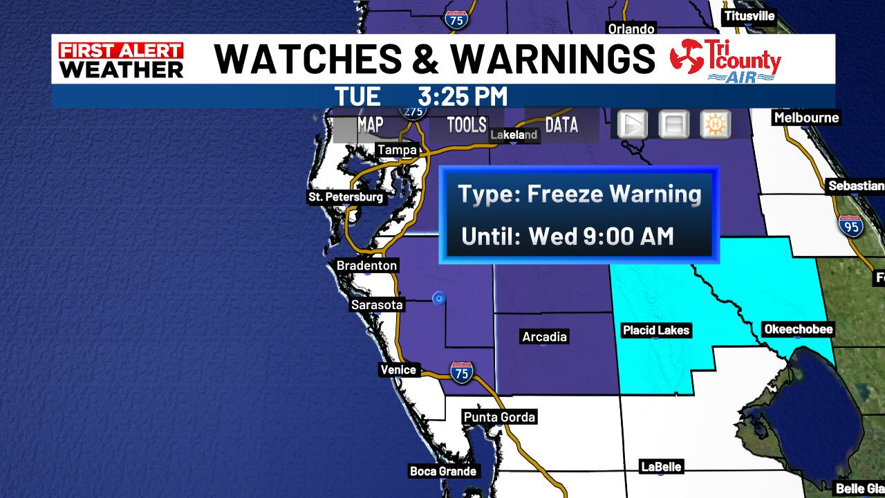 Freeze warning in effect tonight