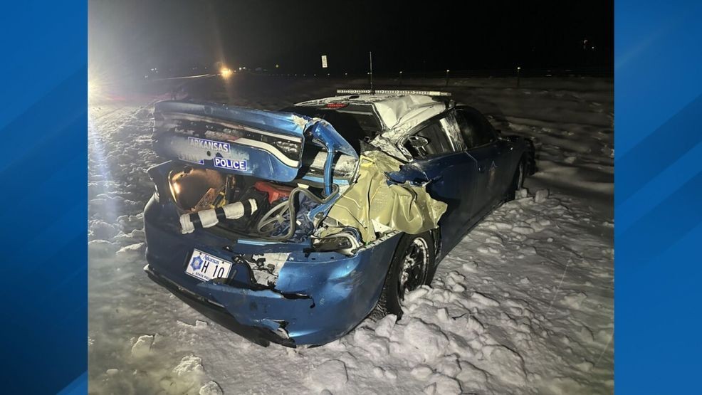 State police trooper okay after patrol vehicle totaled by truck in ...