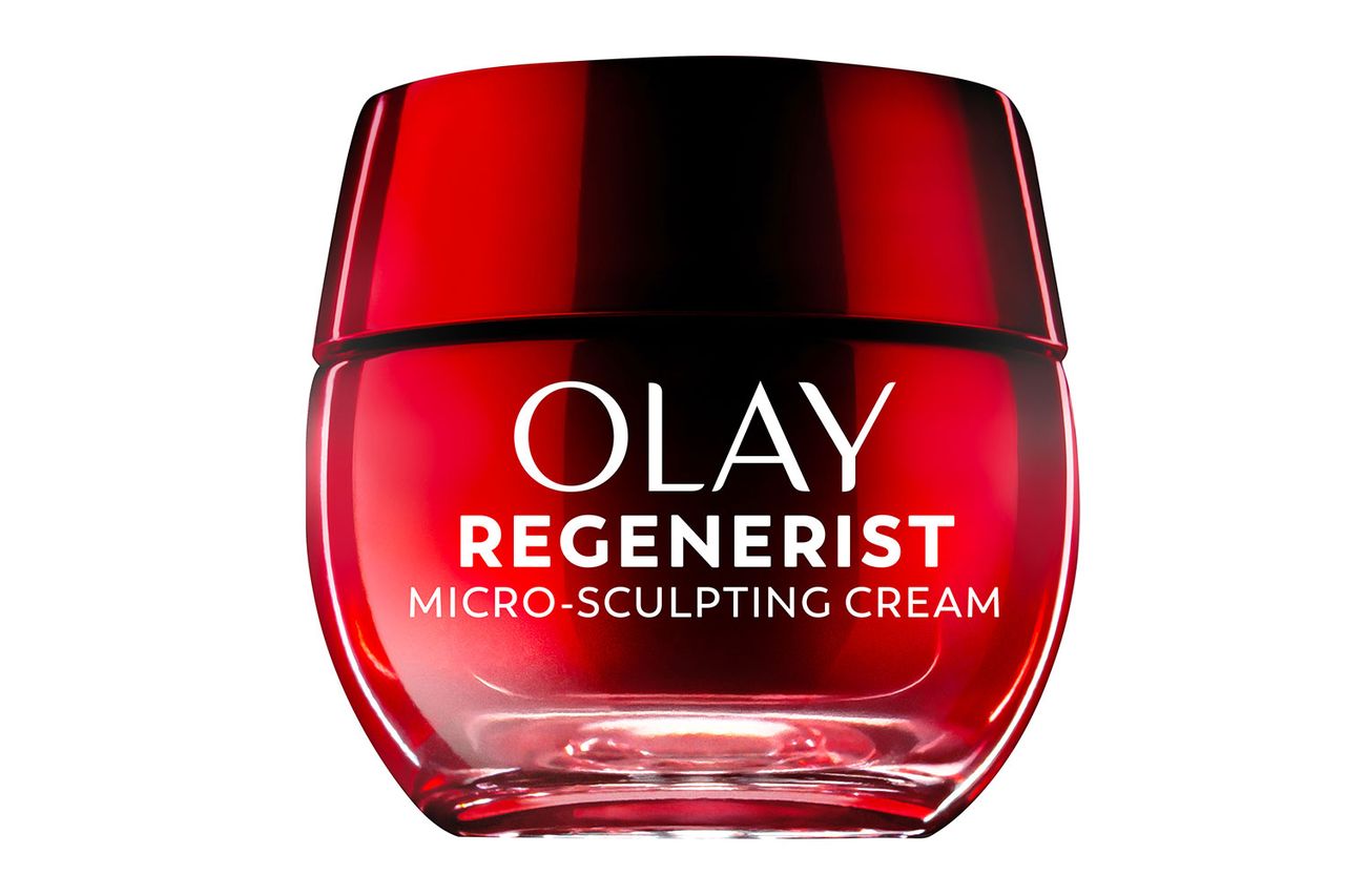 Olay Regenerist microsculpting cream jar red and branded product packaging