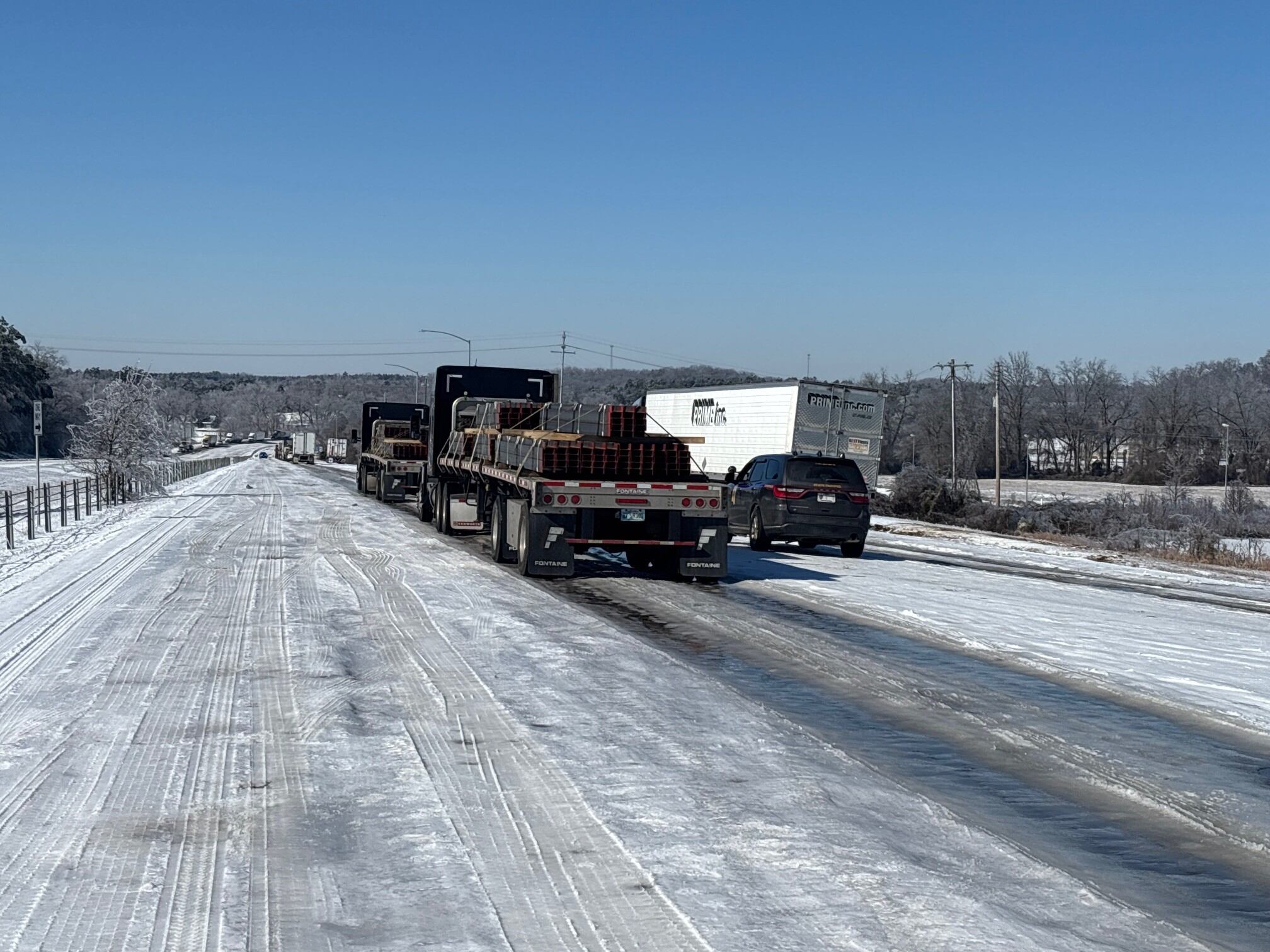 MHP on the scene as 'massive backup' due to ice stops traffic