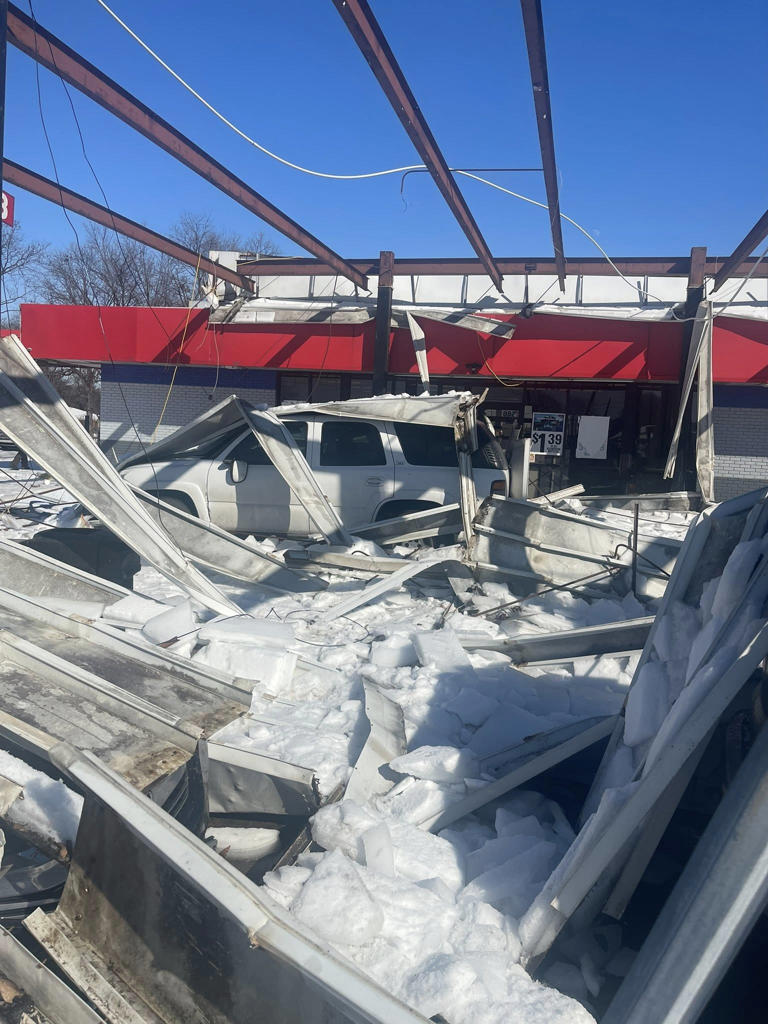 Over 10 injured after multiple gas station canopies collapse under ...