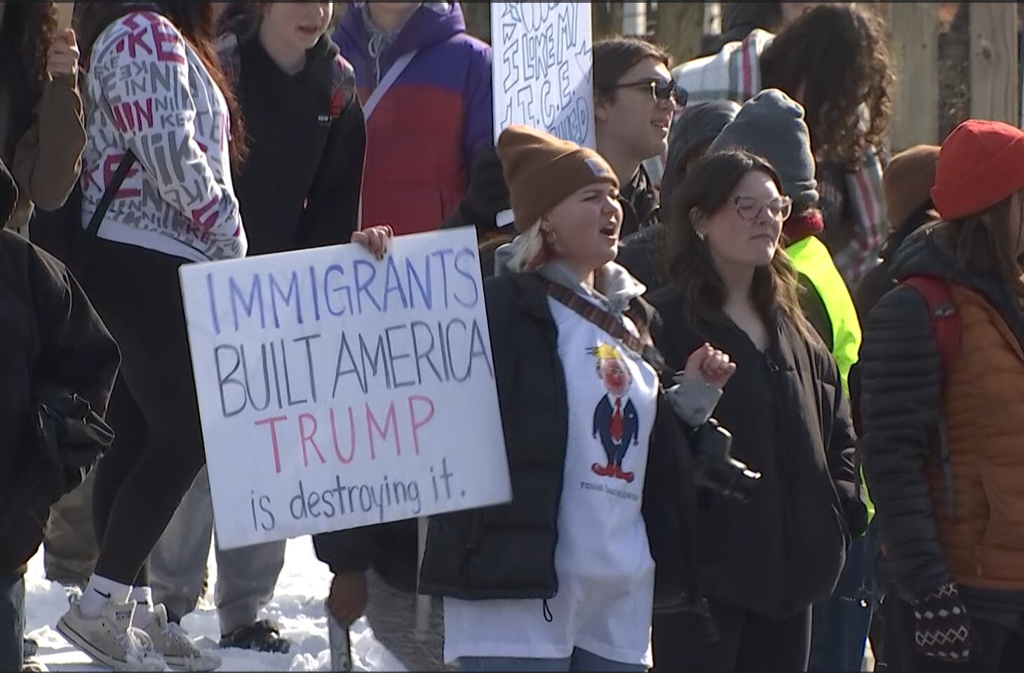 Hundreds of high school and middle school students join ICE demonstration