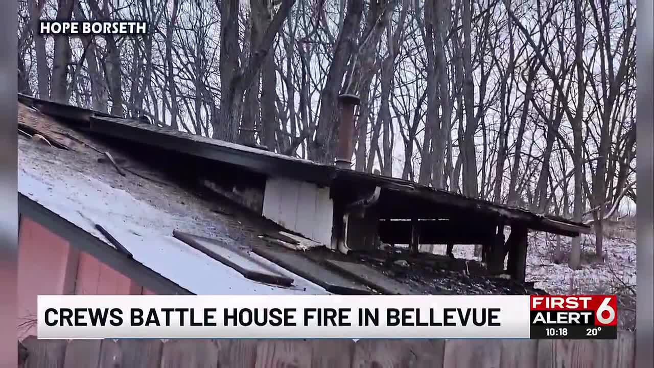 Firefighters battle house fire in Bellevue