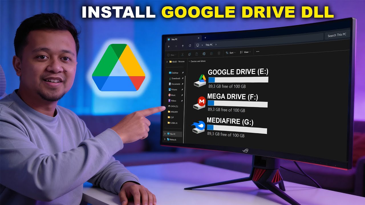 Gratis! Cara menghubungkan GOOGLE DRIVE ke PC bisa akses langsung, copy ...