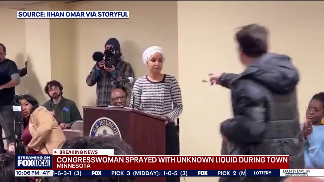 Rep. Ilhan Omar sprayed with unknown substance by man at town hall