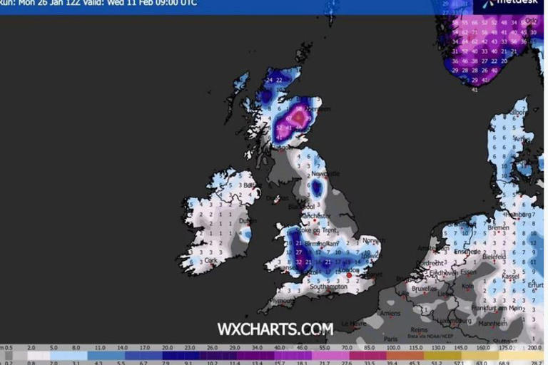 Storm lasting six days forecast to bury UK with 40 inches of snow