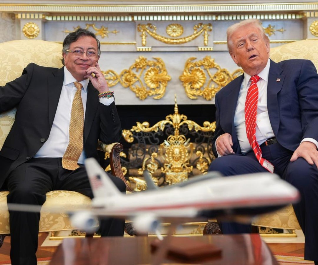 Estas son las imágenes de la reunión entre Gustavo Petro y Donald Trump ...