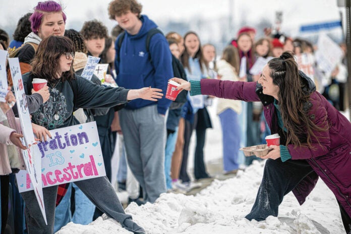 Students at several Indianapolis area high schools stage anti-ICE walkouts