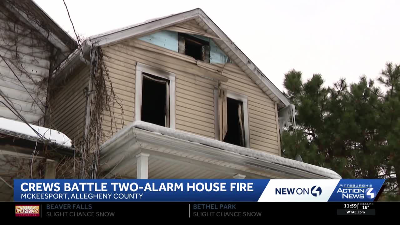 McKeesport firefighters battle house fire